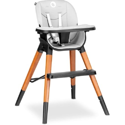 LIONELO Mona 4in1 Kinderhochstuhl, hochstuhl, hoher, verstellbarer Stuhl, abnehmbares Tablett, rutschfest, 6 bis 36 Monate, Sicherheitsgurte, Belastbarkeit bis 15 kg / 25 kg / 75 kg (Schwarz)