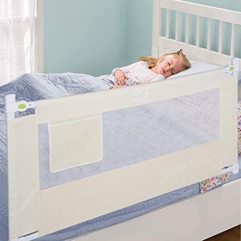 Klappbares Bettgitter, 180 * 68 cm Bettschutzgitter Kinderbettgitter Babybettgitter Babybettgitter Gitter Rausfallschutz Sicherheitsschutz für Kleinkinder Babys und Kinder
