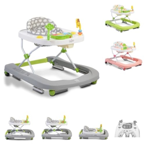 Moni Zoo 2-in-1-Spielcenter, schwenkbare Räder vorne, hohe Rückenlehne, Farbe: Grau
