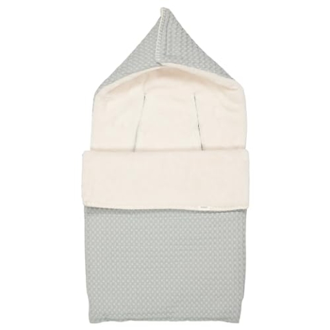 Koeka Babyfußsack - Für Babyschale - Gruppe 0+ - Mit Teddy Gefüttert - Mit Kapuze - Oslo - Aus Baumwolle - Abwaschbar - Hellblau - Einheitsgröße