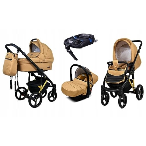 BabyLux® Kinderwagen Set 4 in 1 - UZO - incl. Babywanne, Buggy Sportsitz, Auto-Babyschale, ISOFIX-Basisstation - Autositz - Kinderwagenset - Kombikinderwagen mit Wickeltasche usw.