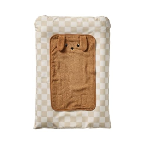 VERTBAUDET Achille Wickelauflage, kariert, Beige, 72 x 49 cm