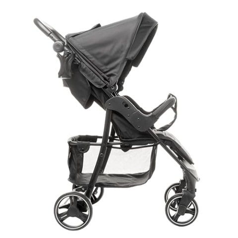Rapid kinderwagen buggy bis 22 kg, kompakter buggy, klein, leicht und stabil, amortisierte Räder (Schwarz)