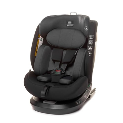 4BABY Kindersitz drehbar 360 mit ISOFIX ROTO-FIX, Autositz 40-150 cm, R129 norm, Kopf, Rückenlehnen und Sitzverstellung, I-SIZE (Graphite)