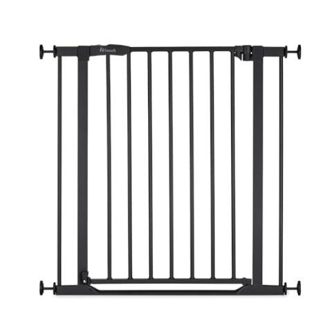 hauck Treppenschutzgitter Türschutzgitter Clear Step 2, für Breiten 75-80 cm, Ultra Flache Schwelle, ohne Bohren, Einhändiges Beidseitiges Öffnen, Manueller Schließmechanismus, Metall (Black)