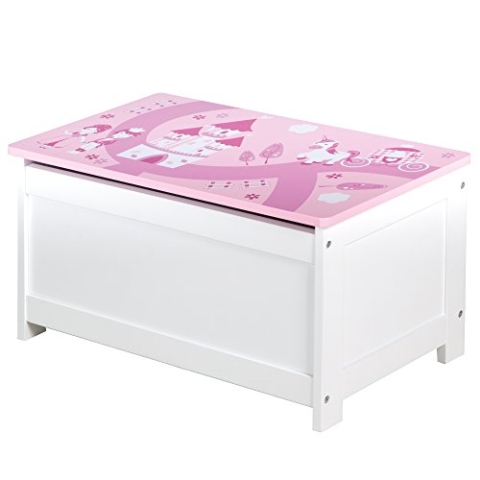 roba Spielzeugtruhe 'Krone', Sitz-& Aufbewahrungstruhe fürs Kinderzimmer, Truhenbank rosa / pink, 1 Stück (1er Pack)