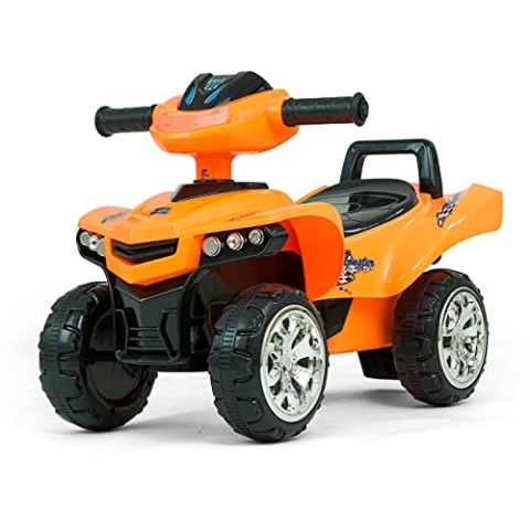 Milly Mally Monster Quad – Rutscher für Kinder, mit interaktivem Lenkrad, Musiktasten, Stauraum, Licht- und Soundeffekten, ergonomischer Sitz, stabile Räder, bis 25 kg, ab 12 Monaten (Orange)
