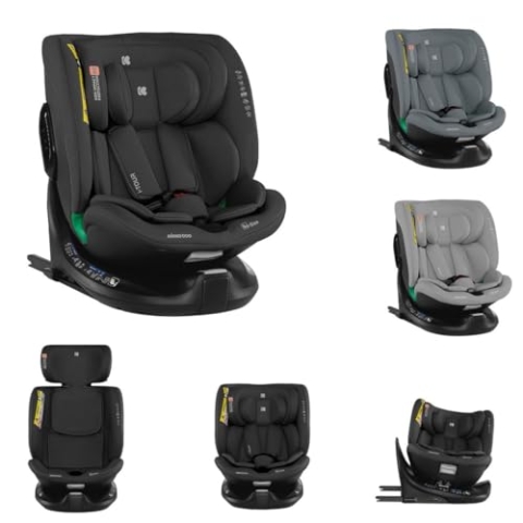 Kikkaboo Kindersitz i-Tour i-Size (40-150 cm) Gruppe 0+/1/2/3, Isofix, drehbar, Farbe:schwarz
