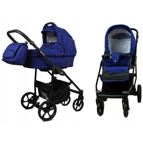 BabyLux® Bambimo Kinderwagen Set 2 in 1 - Air - Sailor Blue - incl. Babywanne, Buggy Sportsitz - Kinderwagenset - Kombikinderwagen mit Wickeltasche, Regenschutz, Moskitonetz, Cupholder usw.