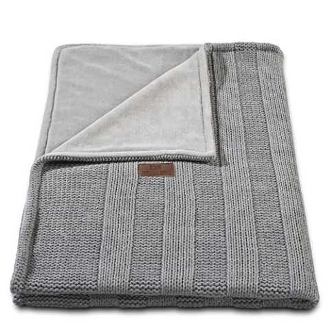 Baby's Only 151122 Kinderdecke Strickdecke Robust Rippe, 135 x 100 cm, Grau
