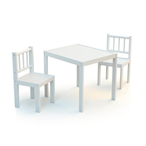 WEBABY - Set aus 1 Tisch + 2 Stühlen Weiß