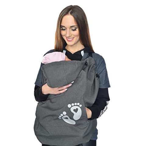 MijaCulture Softshell Tragecover, Universal Bezug für Baby Carrier Tragetücher Cape 4113 (Graphite/Baby 2)