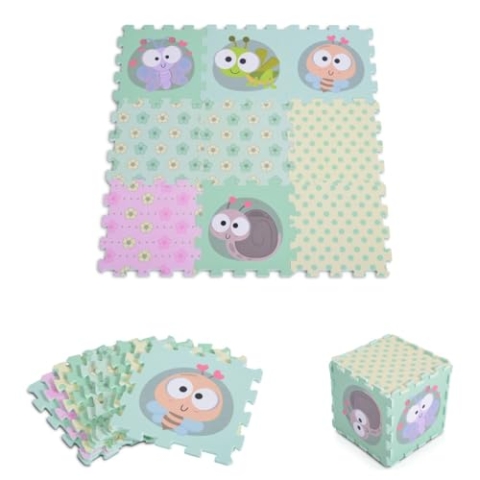 Moni Puzzlematte 9 teilig Puzzleteppich Teilegröße 31 x 31 cm Eva-Schaum, Farbe:grün