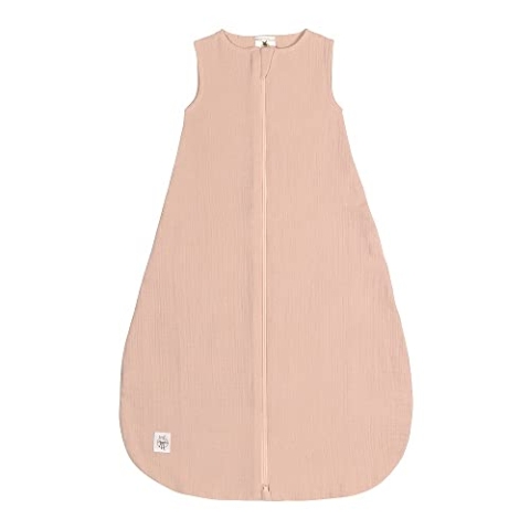 LÄSSIG Baby Sommerschlafsack ohne Ärmel Muslin Baumwolle GOTS zertifiziert unisex/Muslin Sleeping Bag powder pink, Größe 74/80 7-12 Monate