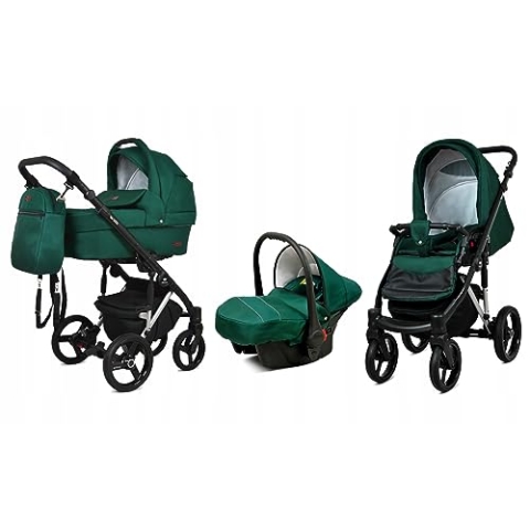 BabyLux® Bambimo Kinderwagen Set 3 in 1 - UZO - incl. Babywanne, Buggy Sportsitz, Auto-Babyschale - Autositz - Kinderwagenset - Kombikinderwagen mit Wickeltasche, Regenschutz usw.