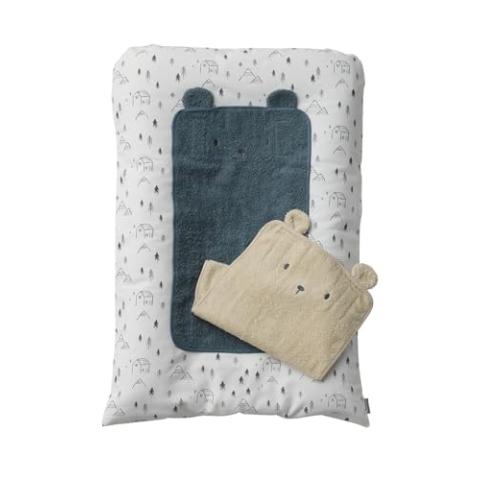 VERTBAUDET Wickelauflage + 2 Wickelunterlagen HYGGE beige bedruckt 72 x 49 cm