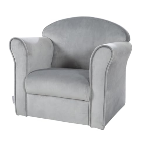 roba Kindersessel Lil Sofa mit Armlehnen - für Jungen und Mädchen - Bequemer Babysessel - Samtstoff grau - Mini Sessel für Baby & Kinderzimmer