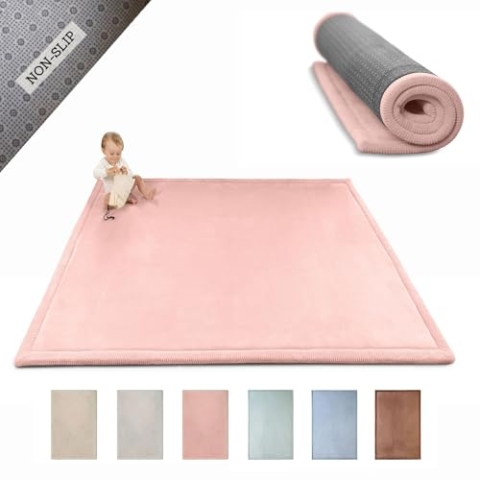 Wolkenweiche Spielmatte Baby 200x150x2,5cm, rosa – Kinderzimmer Teppich mit hochwertigem Memory-Schaum – Krabbelmatte Baby mit Rutschfester Unterseite – Krabbeldecke, Kinderteppich, Tatami Matte