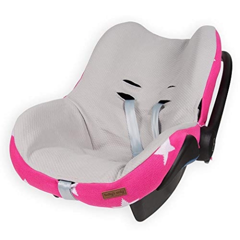 Baby's Only - Babyschalenbezug 0+ Star - Geeignet für Maxi-Cosi - Atmungsaktiv - Für Kindersitze mit 3- und 5-Punkt-Gurt - Gruppe 0 - Zopfmuster - Fuchsia/Weiß