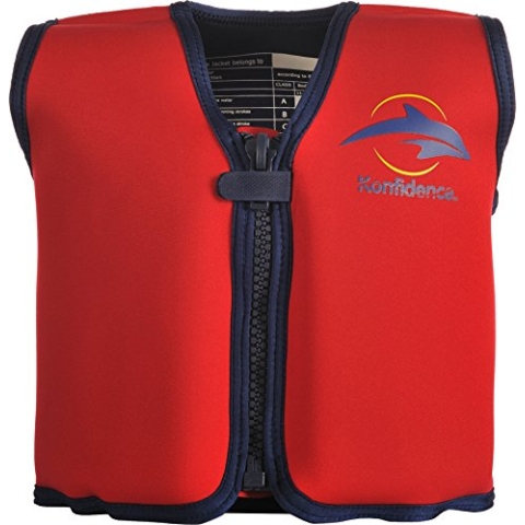 Konfidence Jacket - Premium Schwimmweste für Kinder | Einstellbarer Auftrieb | UKCA- & CE-Konform | Von Schwimmschulen Empfohlen | Über 25 Jahre Erfahrung(Red/Yellow, Small)