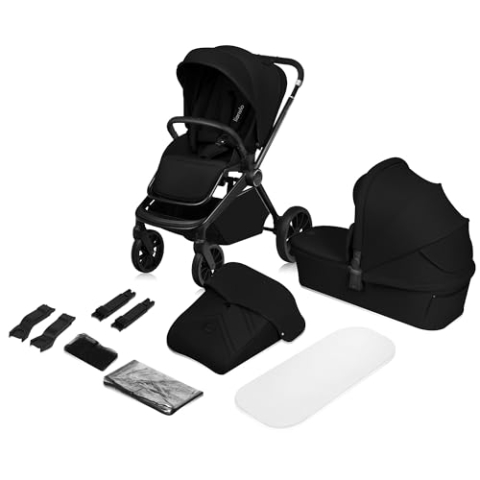 LIONELO MIKA PLUS 2-in-1 Buggy 0-48 Monate bis 22 kg Babywanne bis 9 kg, Rückenlehne und Füße verstellbar, AiryDots,Dämpfung, 360° drehbare PU-Räder, XXL-Verdeck