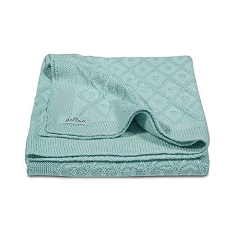 Jollein 516-511-65077 Gestrickte Decke 75 x 100 cm, Diamond knit vintage green