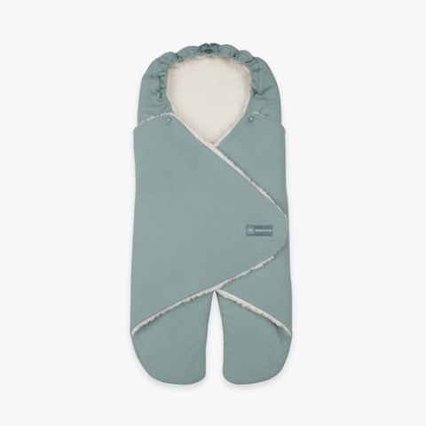 emma & noah Einschlagdecke mit Füßen, 0-8 Monate, Babydecke für Babyschale, Maxi Cosi®, Kindersitz für Herbst und Winter, Gefüttert, Maximale Bewegungsfreiheit (Essential Mint)