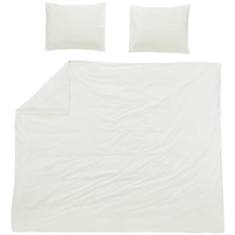 Meyco Home Uni Bettwäsche Doppelbett (Baumwolle, atmungsaktives Material, einfache Pflege, praktischer Einschlagstreifen, Maße: 240 x 200/220 cm), Cremeweiß