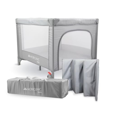 Mobiclinic®, Baby Laufgitter, 2 in 1, Reisebett, Tragetasche, Faltbar, Seitlicher Einstieg, Baby Laufgitter, 0-3 Jahre, Schlafland, Atmungsaktives Netz, 2 Räder mit Bremse, Herausnehmbare Matratze