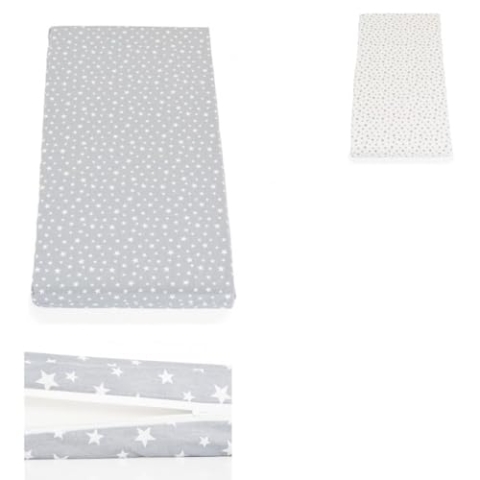 Moni Babybett-Matratze Classico 120 x 60 x 9 cm, Bezug abnehmbar, 100% Baumwolle, Farbe:hellgrau