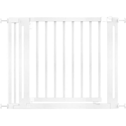 Safetots Naturholz Elegance Treppenschutzgitter, Weiß, 97cm - 105cm, Druckmontage Sicherheitsgitter, 65cm Extra Breite Türöffnung, Extra Breites Gitter für Treppen, Flure und Türen