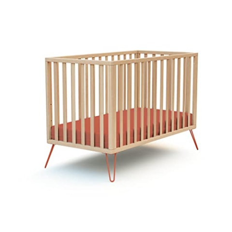 JURABABY - Babybett Holz ONLY Terrakotta 60 x 120 cm| Lattenrost 3 Stufen Höhenverstellbar| 128 x 68 x 86 cm | Kinderbett | Gitterbett mit Lattenrost 3 Stufen Höhenverstellbar