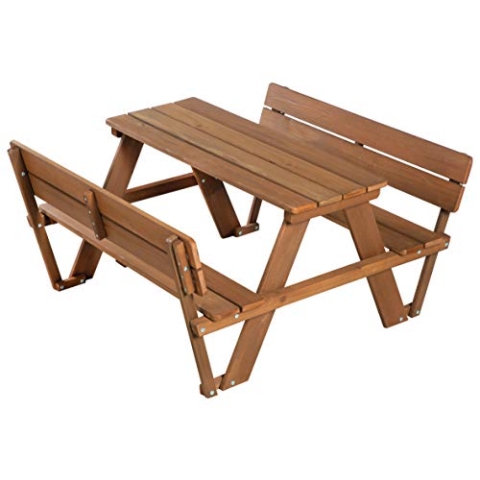 roba Kinder Outdoor+ Sitzgruppe Picknick for 4 mit Rückenlehnen - Garten Kindersitzgruppe mit 4 Plätzen - Sitzgarnitur aus wetterfestem Holz - Teak
