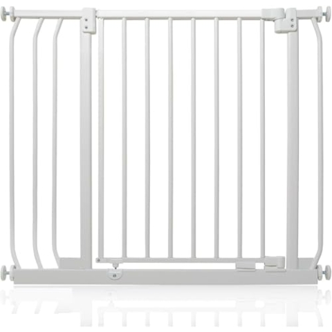 Safetots Elite Sicherheitsschutzgitter, 80cm - 89cm, Mattweiß, Treppenschutzgitter mit Druckmontage, Sicherheitsbarriere, Einfache Installation