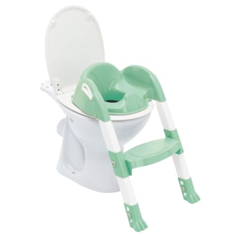 THERMOBABY - Kinder WC Reduzierer - Kiddyloo - Clever, Spielerisch & Hygienisch - Verstellbare Füße - Rutschfeste Stufe - Kompaktes Zusammenklappen - Ab 18 Monate - Seladon-Grün