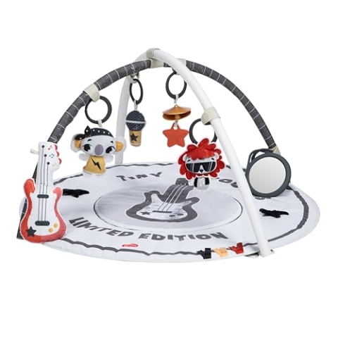 Tiny Love Roll With Me Gymini, groovige vom Rock'n'roll inspirierte Spielmatte Baby mit Musik, 0-36 Monate, Spieldecke Baby, 20 Aktivitäten, Musikmobile für unterwegs, verstellbare Bögen, Tiny Rockers