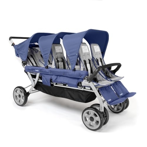 GAGGLE Jamboree Kinderwagen für 6 Kinder | Buggy faltbar mit Sonnenschutz in Blau | 6er Kinderbuggy klappbar für Kinder von 6 Monaten bis 4 Jahre..