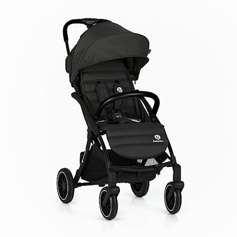 Petite&Mars CROSS | Automatisch faltbarer kompakter Kinderwagen | Liegebuggy, Innovatives Klappsystem, Kleine Maße nach Zusammenklappen (Absolute Black)