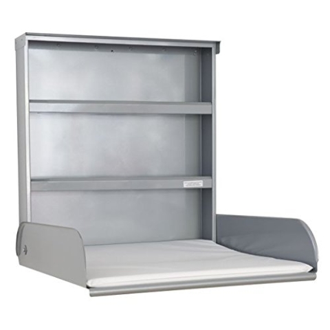 Stahlwickeltisch Klappbar mit Regalsystem und Wickelauflage - byBo Design Silber