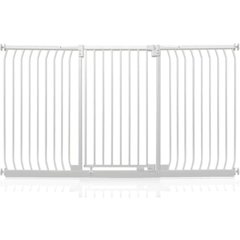 Safetots Extra Hohes Elite Sicherheitsschutzgitter, 197cm - 206cm, Matt Weiß, Extra hohe 96.8cm Höhe, Treppenschutzgitter mit Druckmontage, Sicherheitsbarriere, Einfache Installation