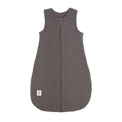 LÄSSIG Baby Sommerschlafsack ohne Ärmel Muslin Baumwolle GOTS zertifiziert unisex/Muslin Sleeping Bag anthracite, Größe 86/92 13-18 Monate