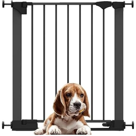 Bettacare Sicherheitsstuffen Haustiergitter, Schwarz, 68cm - 75cm, Extra Niedrige Durchgangshöhe, Druckmontage Sicherheitsgitter, Haustiergitter für Treppen, Einfache Installation