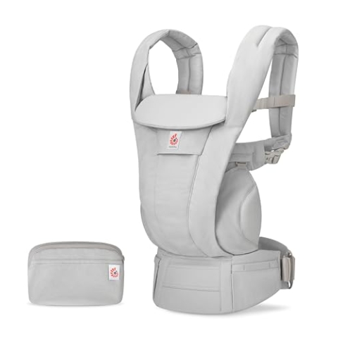 Ergobaby Omni Deluxe All-in-One Babytrage für Neugeborene ab Geburt bis 20kg, Ergonomische 4-Positionen Babytrage aus 100% Baumwolle, Rückentrage Baby-Tragetasche, Pearl Grey