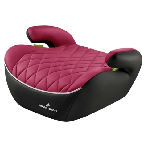 WALSER Premium Kinder Sitzerhöhung Auto Andy, Qualitätssieger Sehr Gut* Kindersitz Auto leicht waschbar, Kindersitzerhöhung Auto 125-150 cm neueste Norm ECE R 129 Sitzerhöhung Auto Kinder schwarz/pink
