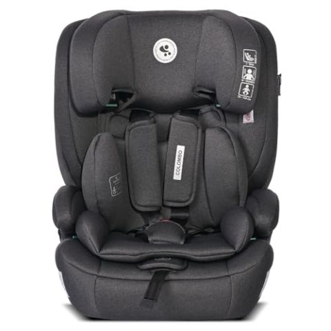 Lorelli Auto Kindersitz Colombo i-Size, mitwachsender Autositz für Kinder von 76-150 cm, Babysitz, Autokindersitz, Einstellbare Kopfstütze, 5-Punkt-Sicherheitsgurt, schwarz