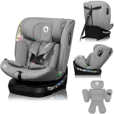 LIONELO BRAVE i-Size 360° drehbarer Autositz für Kinder von 40-150 cm, Einbau vorwärts- und rückwärtsgerichtet, ISOFIX TopTether, Kopfstütze und Rückenlehne verstellbar, Seitenschutz, Standard R129