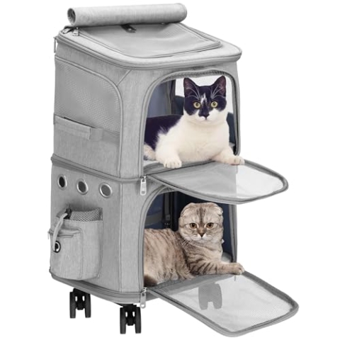 SPRINGOS Hundewagen Trolley bis 22 kg 2 Etagen Größe L 2 x M Transportwagen für Mehrere Haustiere Rädern