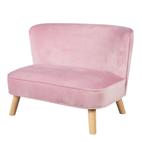 roba Kindersofa „Lil Sofa“ für Jungen und Mädchen, bequeme Kindercouch mit stabilen Holzfüßen und Samtstoff in der Farbe Mauve, Kinder-Sitzmöbel-Serie „Lil Sofa“ fürs Kinder- oder Babyzimmer