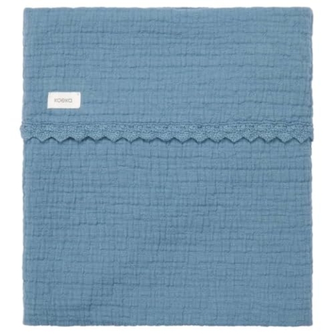 Koeka Babydecke - Kuscheldecke - Für Babywiege Und Babykorbe -Sommerdecke - Ungefuttert - Elba - Luftige Baumwolle - Waschbar - Blau - 75X100 Cm