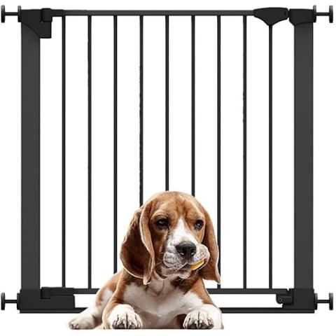 Bettacare Sicherheitsstuffen Haustiergitter, Schwarz, 82cm - 89cm, Extra Niedrige Durchgangshöhe, 67cm Extra Breite Türöffnung, Einteiliges Extra Breites Gitter für welpen und Hunde